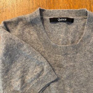 Quince 100% Cashmere Short Sleeve Sweater Gray Size L